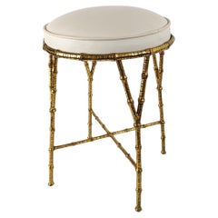 Hollywood Regency Gilt Bamboo Stool by Maison Bagues, 1970s