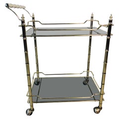 Hollywood Regency Gilt Bamboo Style Bar Cart