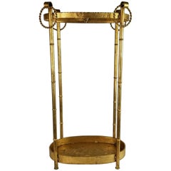 Vintage Hollywood Regency Gilt Bamboo Umbrella Stand