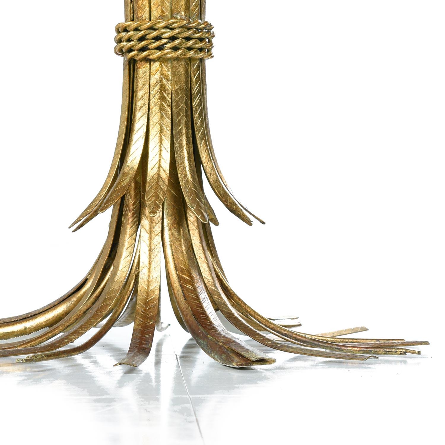 Italian Hollywood Regency Gilt Brass Blossoming Wheat Sheaf Cocktail Table Side Table