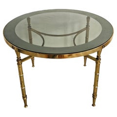 Hollywood Regency Gilt Bronze Circular Coffee Tables by Maison Charles