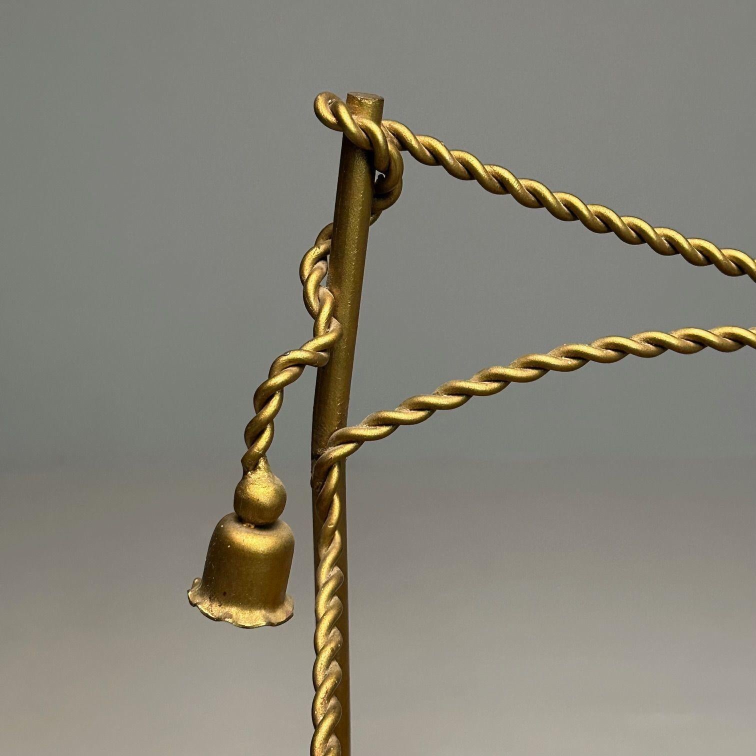 Hollywood Regency Gilt Bronze Magazine Rack, Rope an Tassel Form For Sale 5