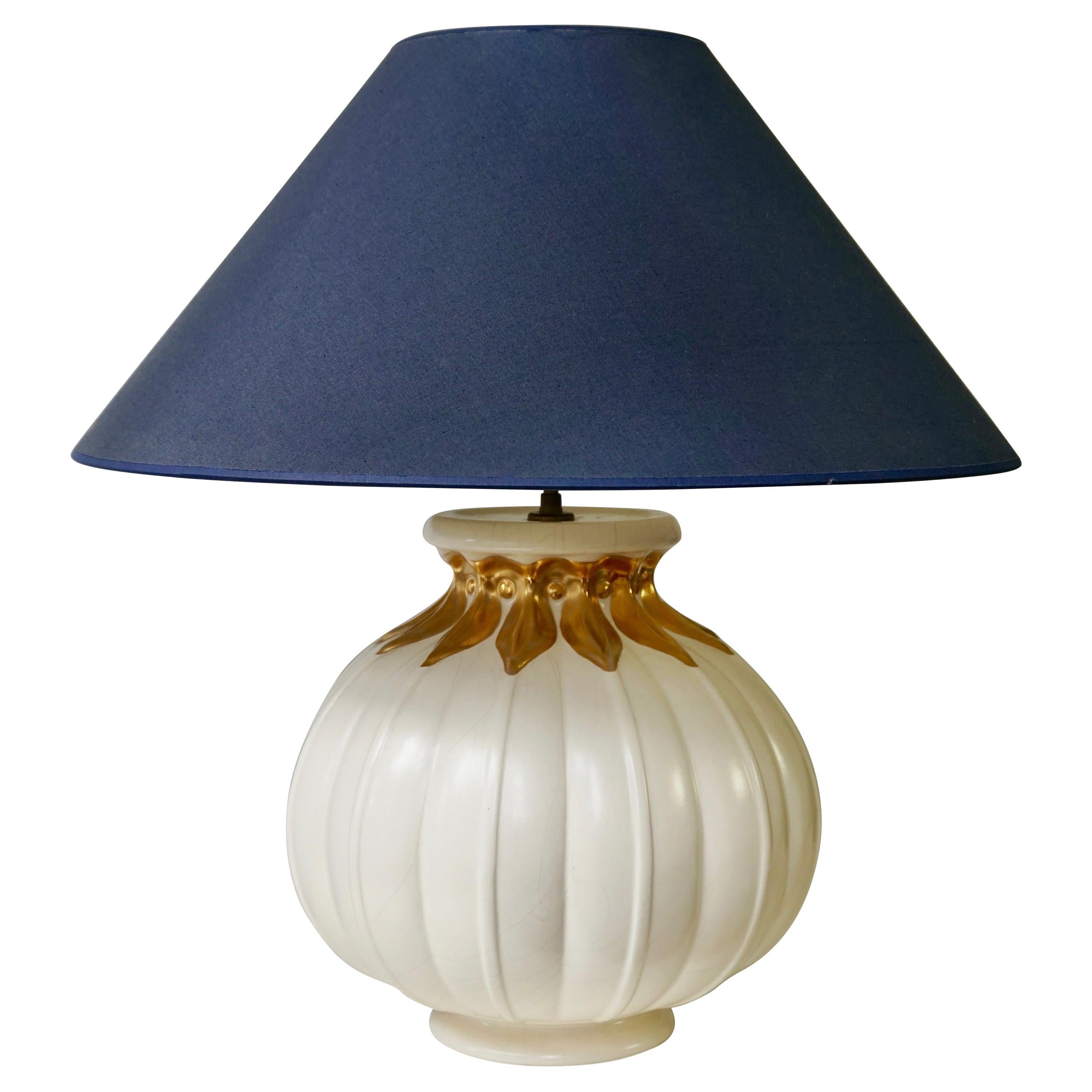 Lampe de table en céramique dorée Hollywood Regency en vente