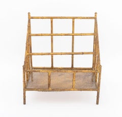 Hollywood Regency Gilt Faux Bamboo Canterbury