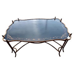 Hollywood Regency Gilt Faux Cast Brass Branch & Vine Tray Top Cocktail Table