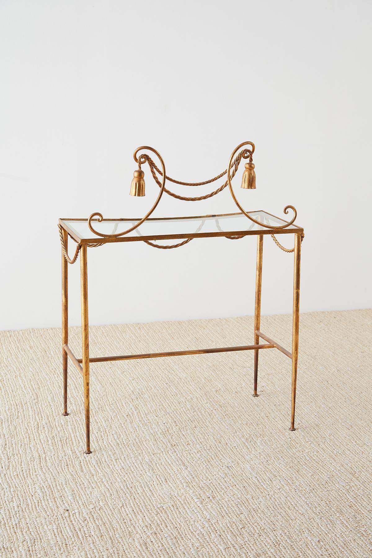 Hollywood Regency Gilt Iron and Faux Rope Vanity 6