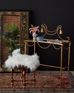 Hollywood Regency Gilt Iron and Faux Rope Vanity