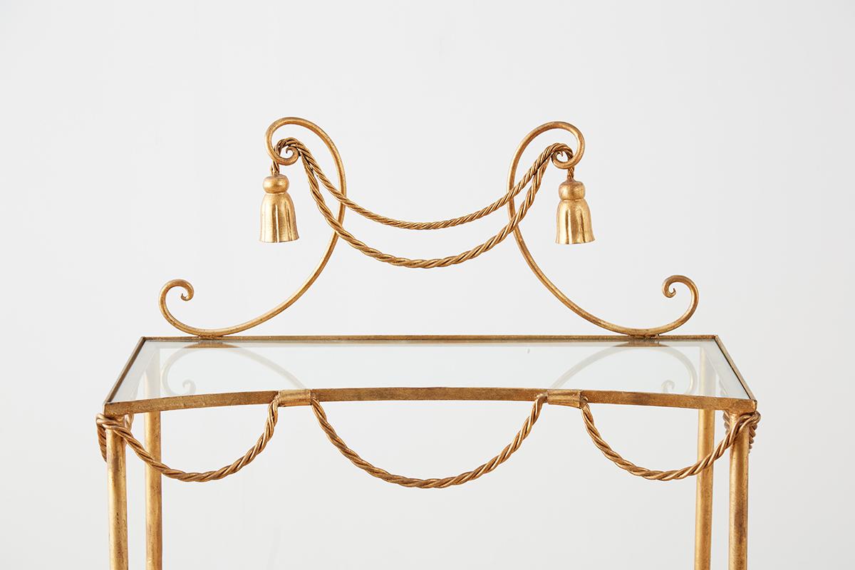 Hand-Crafted Hollywood Regency Gilt Iron and Faux Rope Vanity