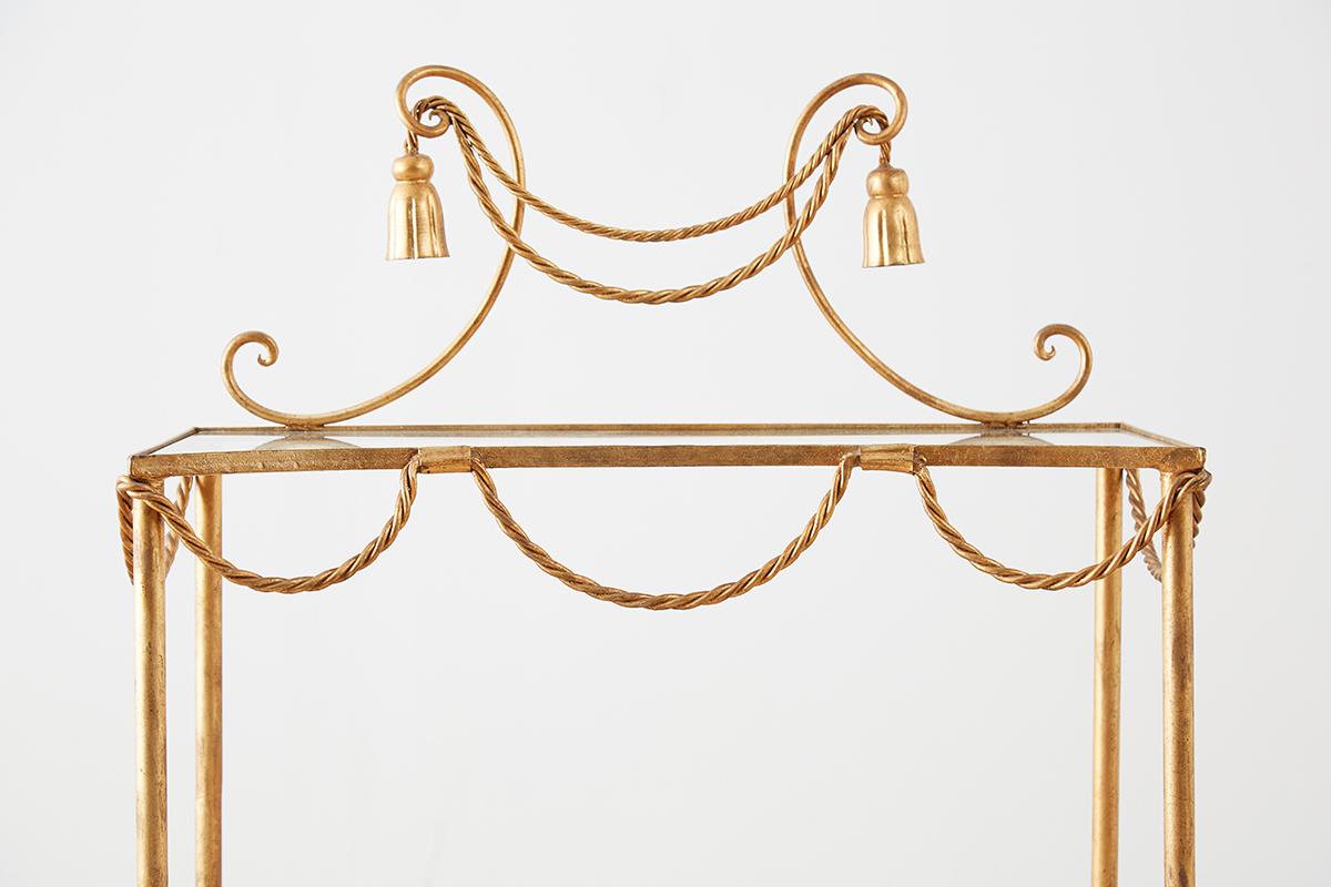 20th Century Hollywood Regency Gilt Iron and Faux Rope Vanity