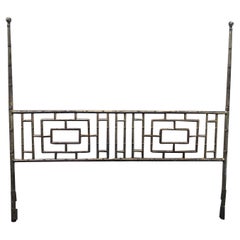 Hollywood Regency Gilt Iron Faux Bamboo King Headboard