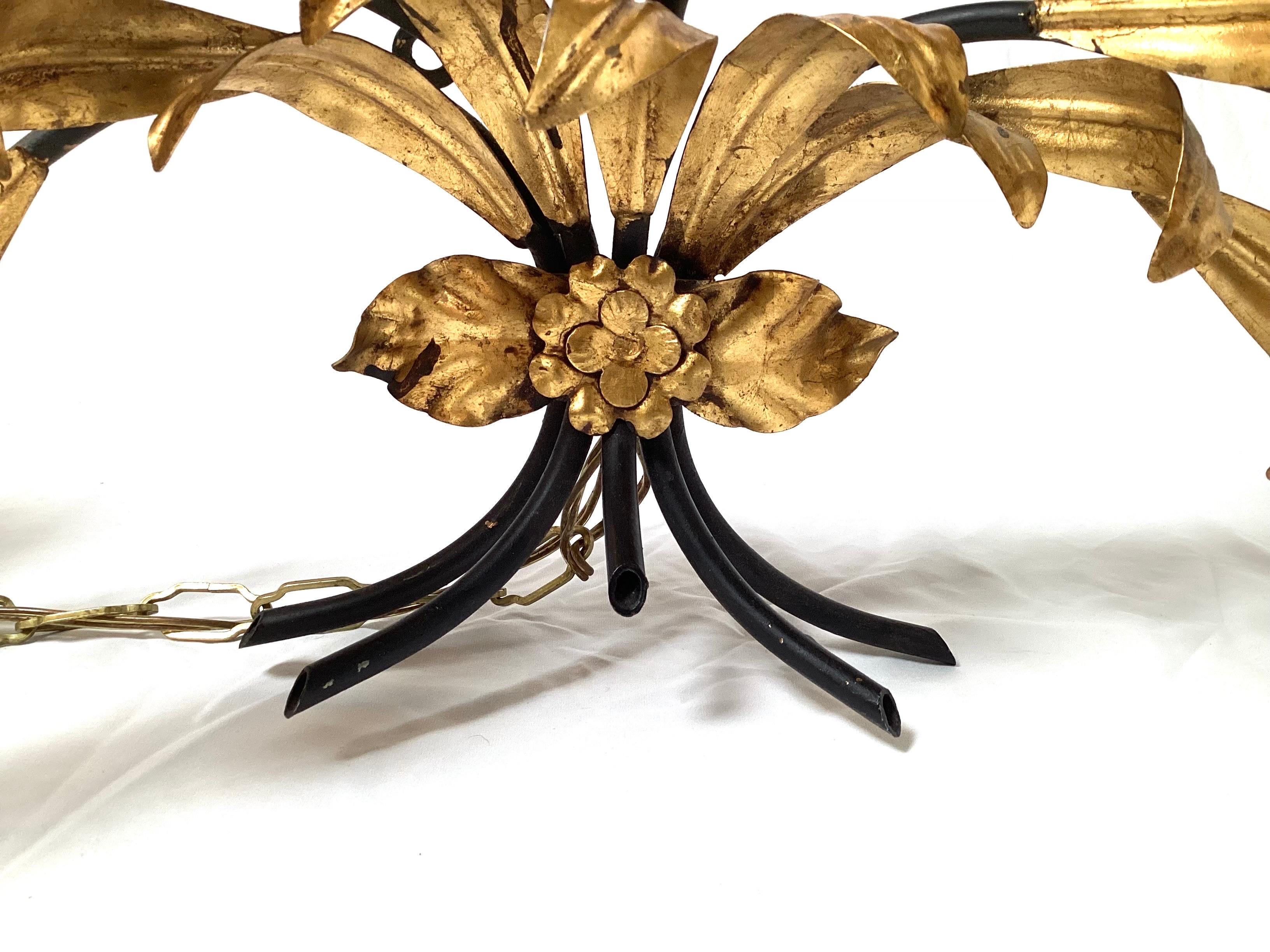 German Hollywood Regency Gilt Leaf Wall Light in the Style of Hans Kogl