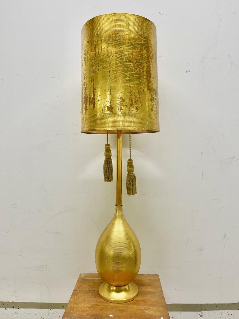 Hollywood Regency Gilt Metal Bottle Lamp For Sale 7