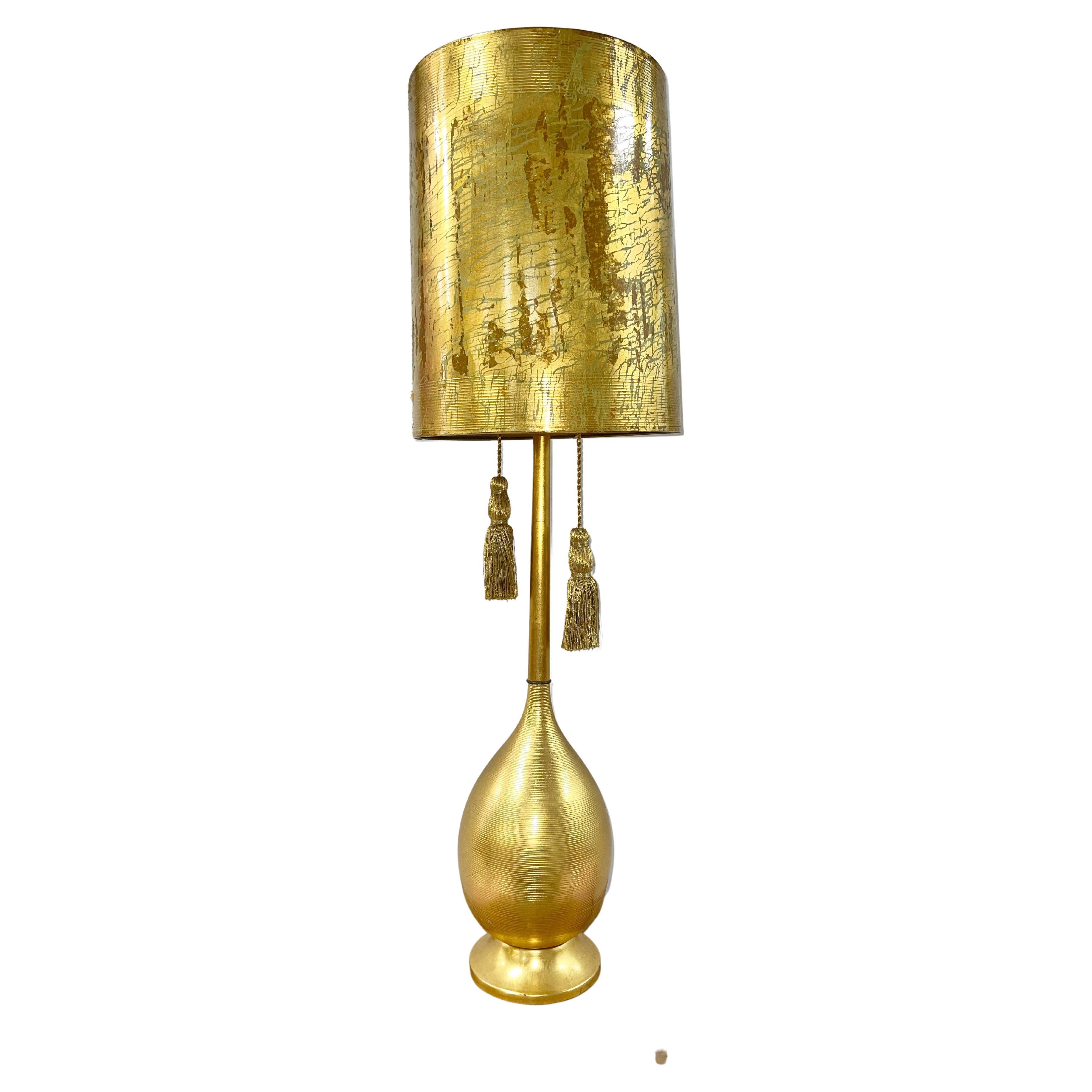 Hollywood Regency Gilt Metal Bottle Lamp For Sale 9