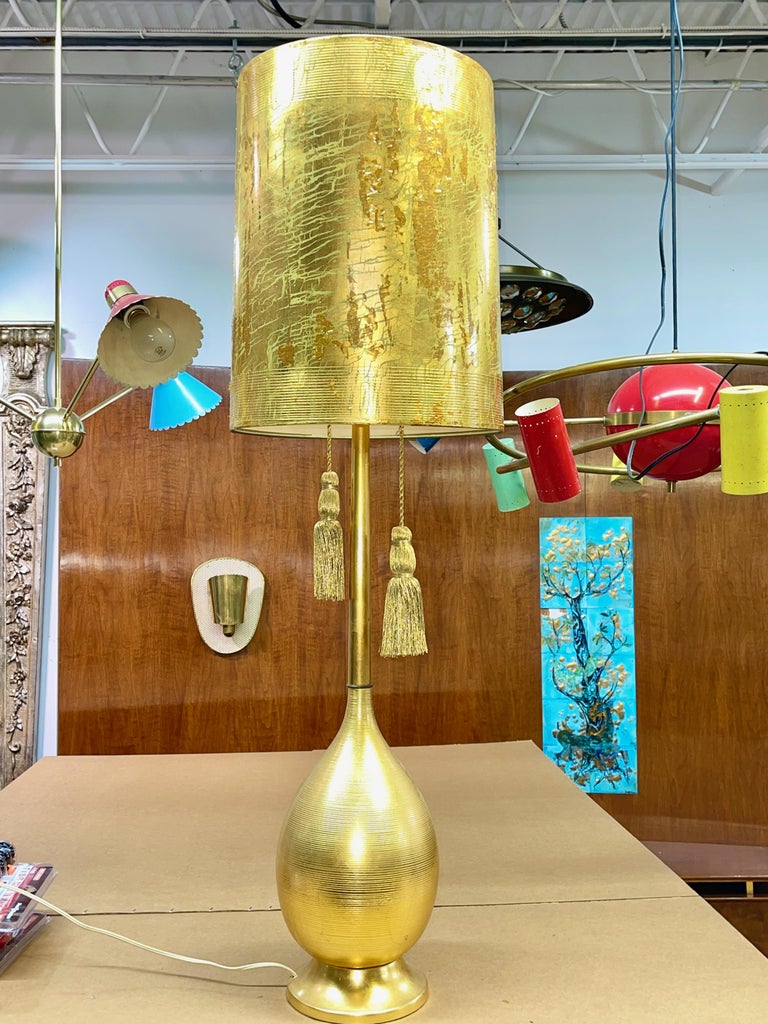 American Hollywood Regency Gilt Metal Bottle Lamp For Sale