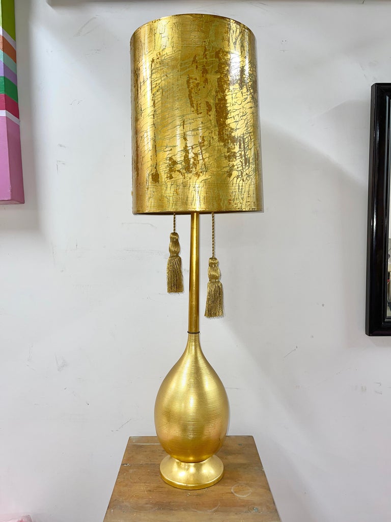 Hollywood Regency Gilt Metal Bottle Lamp For Sale 1