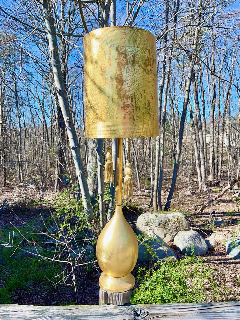 Hollywood Regency Gilt Metal Bottle Lamp For Sale 2