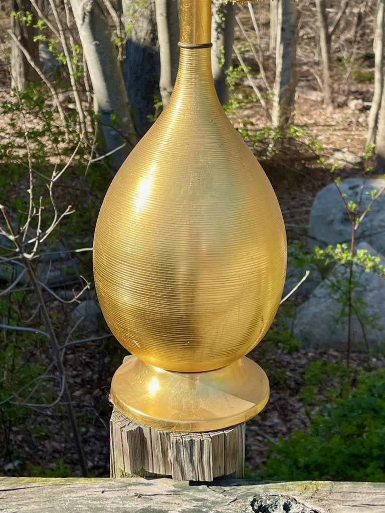 Hollywood Regency Gilt Metal Bottle Lamp For Sale 4