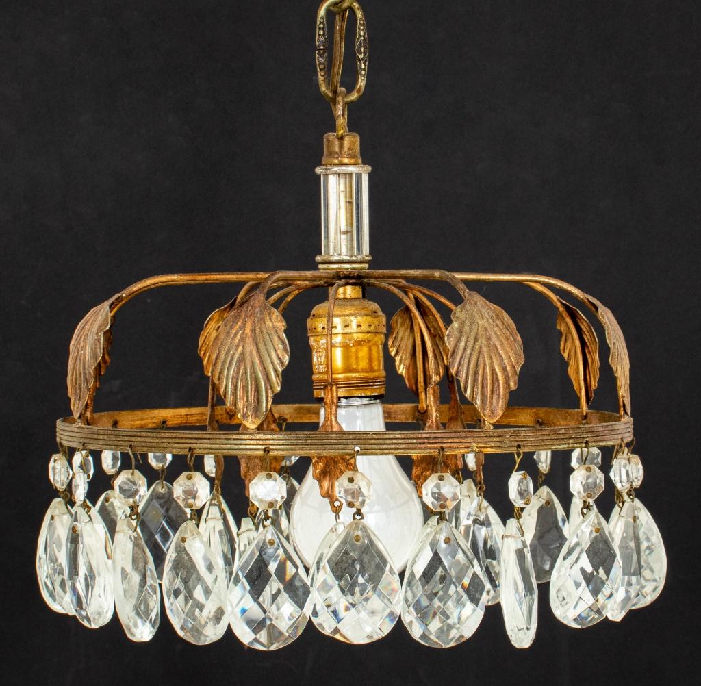Hollywood Regency Gilt Metal Ceiling Pendant 1960s In Good Condition For Sale In New York, NY