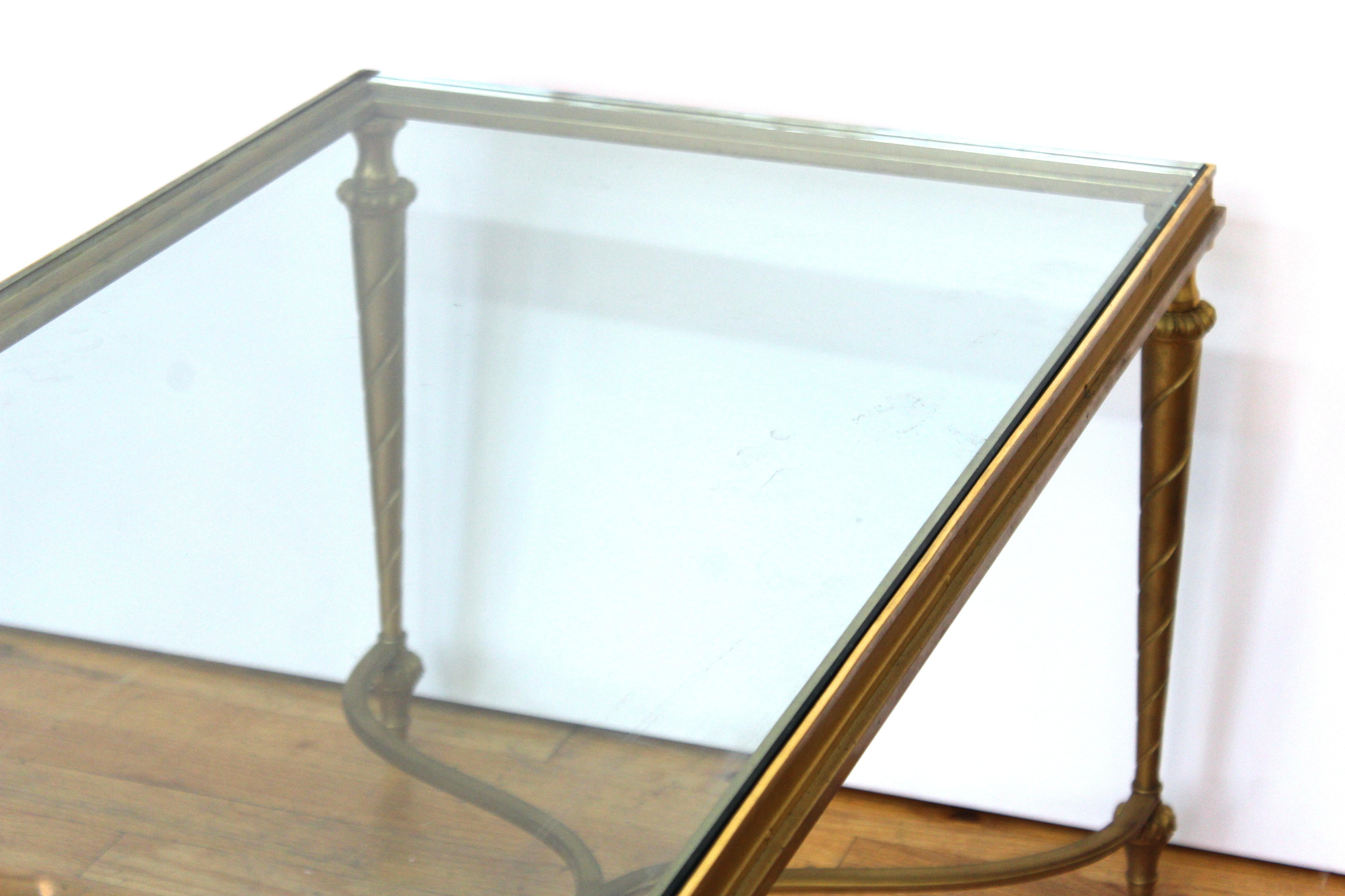 Hollywood Regency Gilt Metal Coffee Table with Glass Top 7