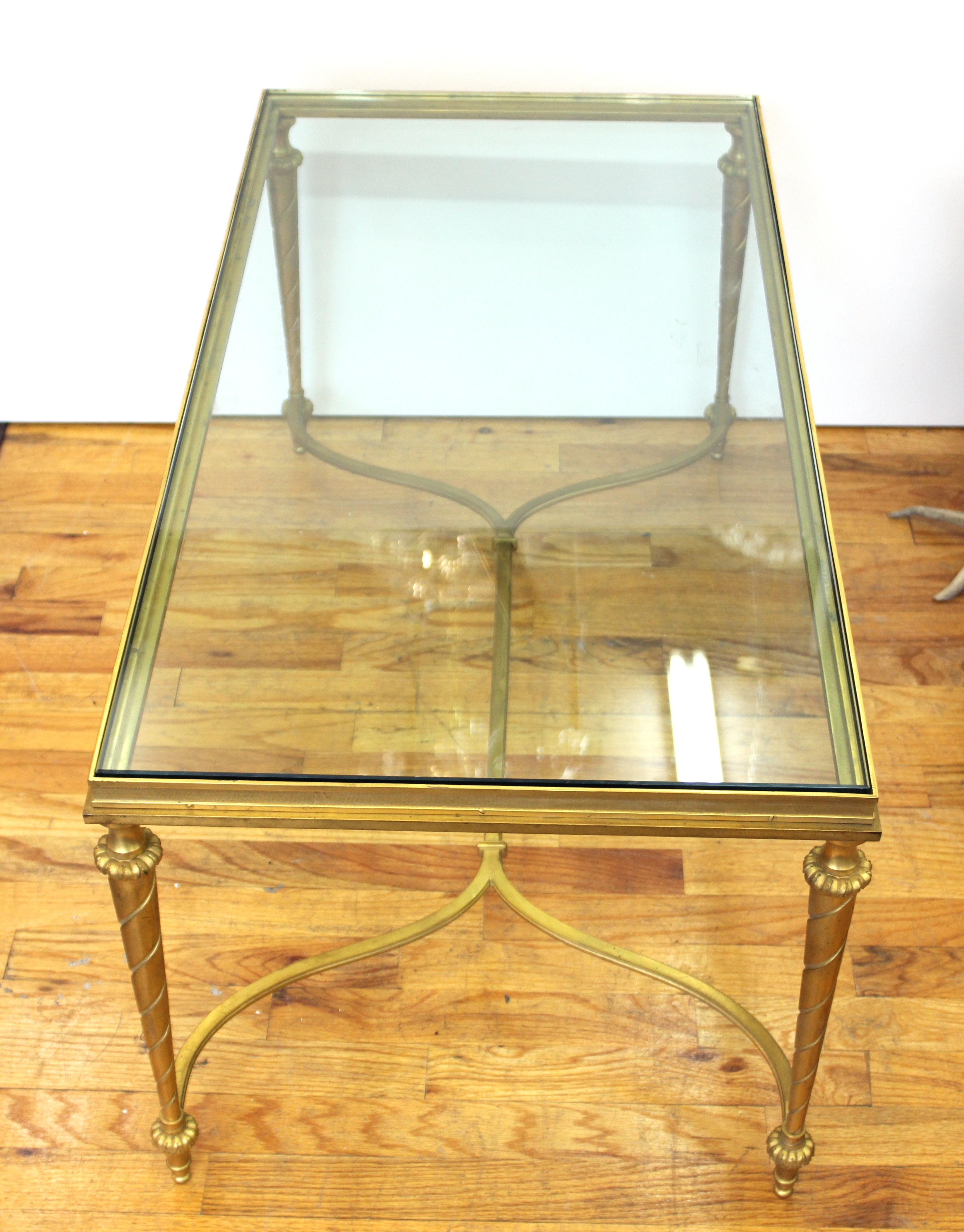 20th Century Hollywood Regency Gilt Metal Coffee Table with Glass Top