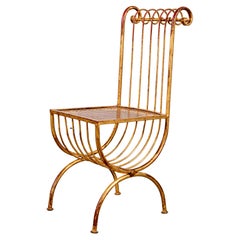 Hollywood Regency Gilt Metal Garden Chair