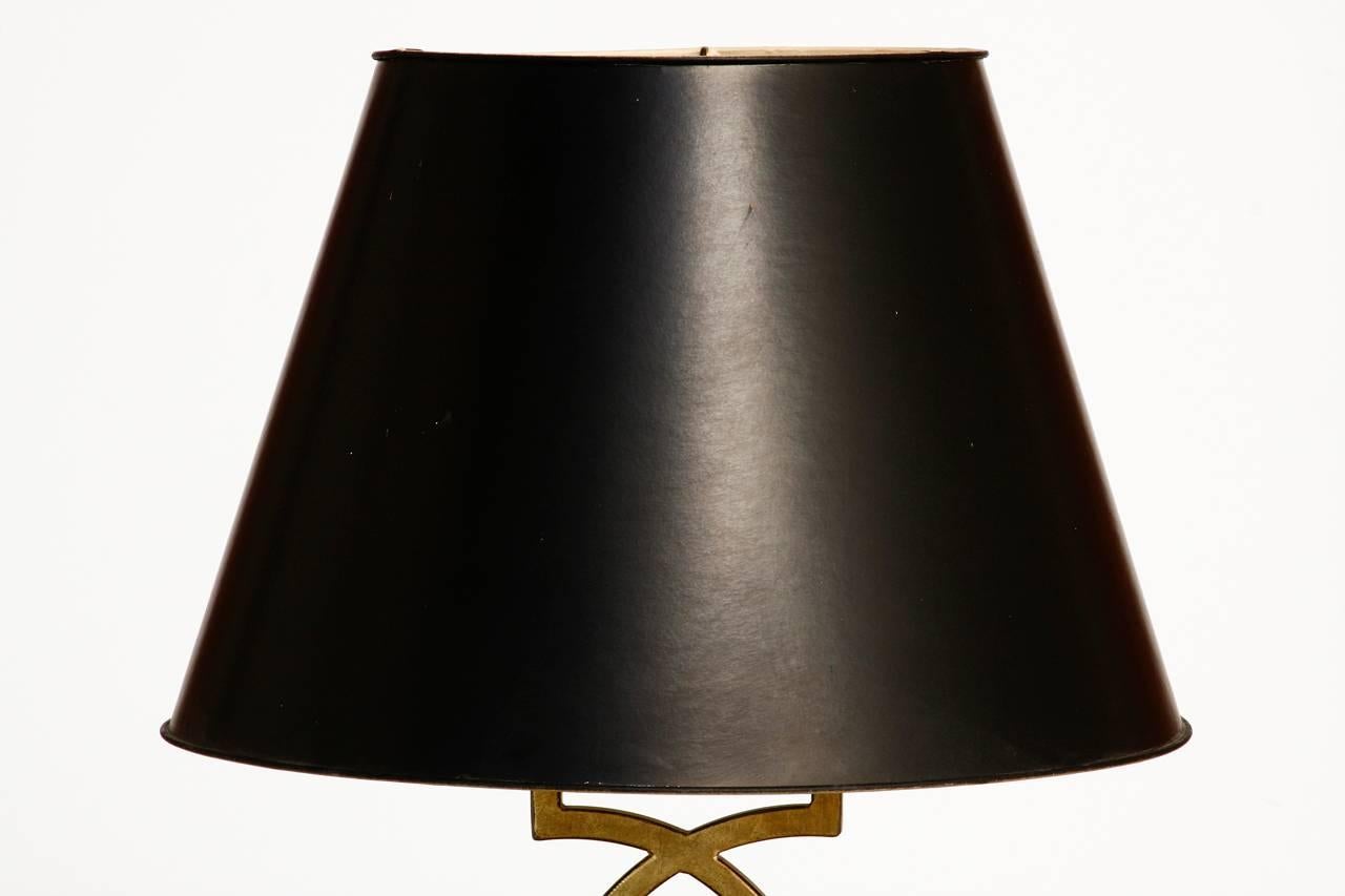 Hollywood Regency Gilt Metal Geometric Floor Lamp For Sale 1