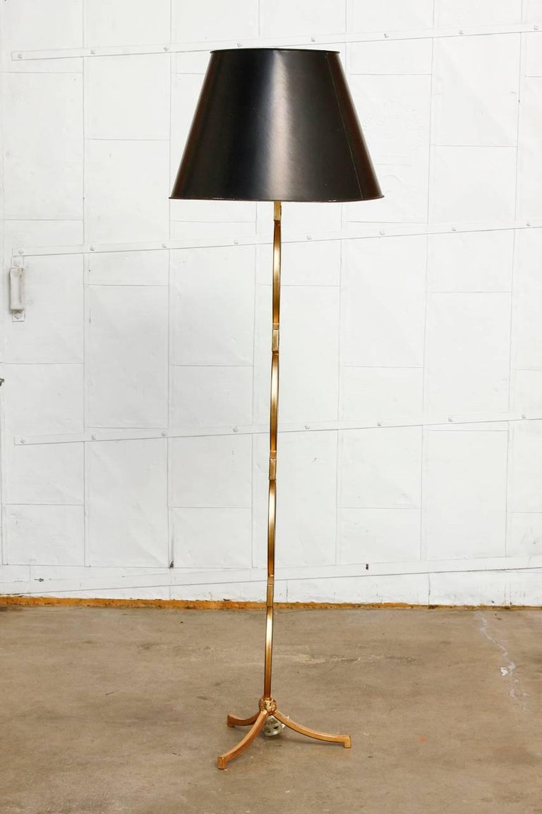 Hollywood Regency Gilt Metal Geometric Floor Lamp For Sale at 1stDibs