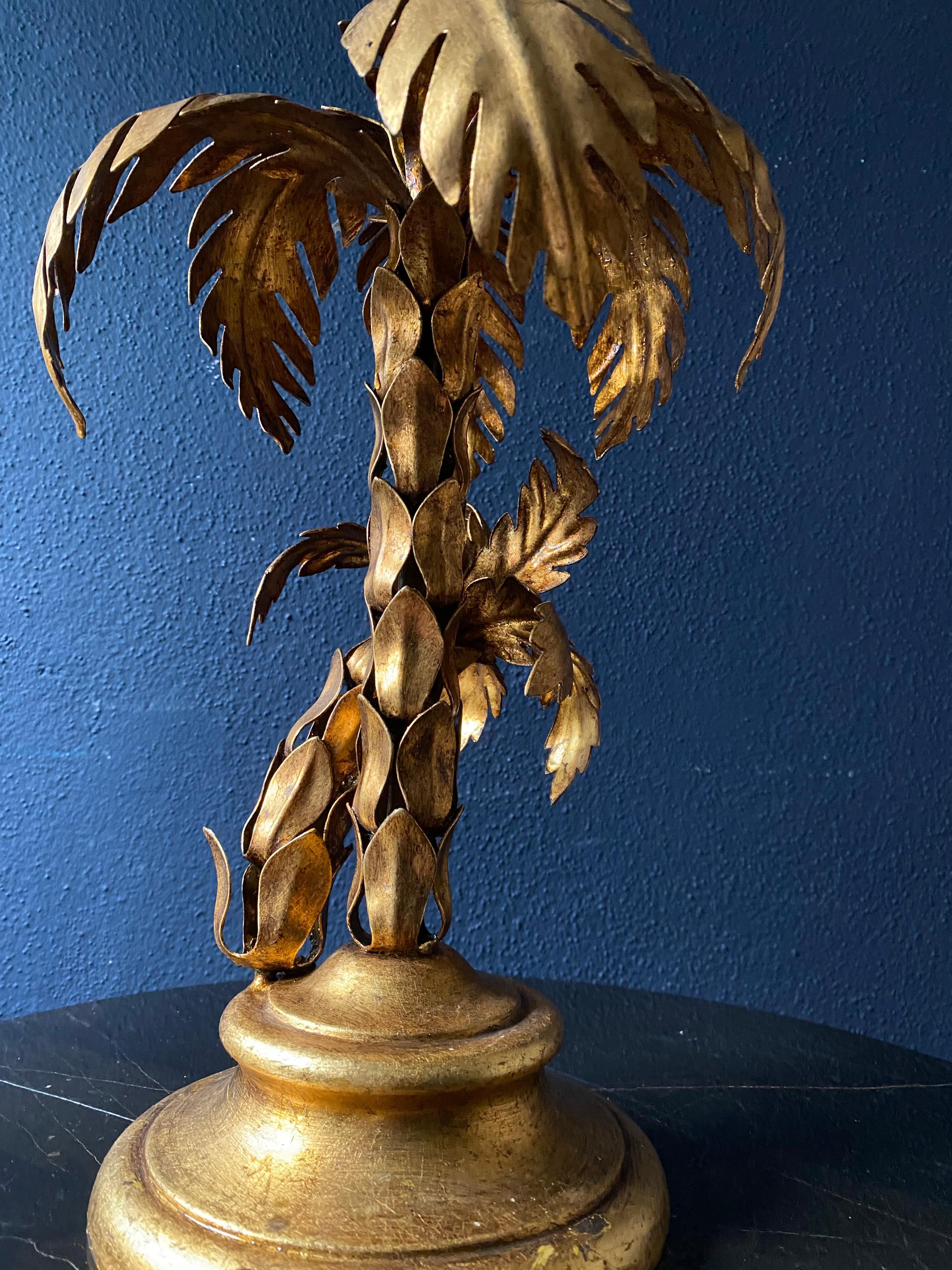Hollywood Regency Gilt Metal Palm Tree Table Lamp by Hans Kogl, Germany, 1970s For Sale 2