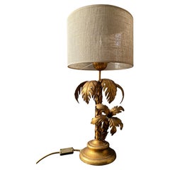 Lampada da tavolo Hollywood Regency in metallo dorato con albero di palma di Hans Kogl, Germania, anni '70
