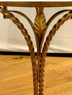 Hollywood Regency Gilt Metal Rope and Tassel Glass Tables