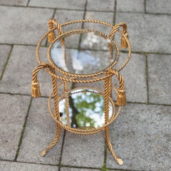 Hollywood Regency Gilt Metal Rope Tassel Side Table, Italy, 1960s