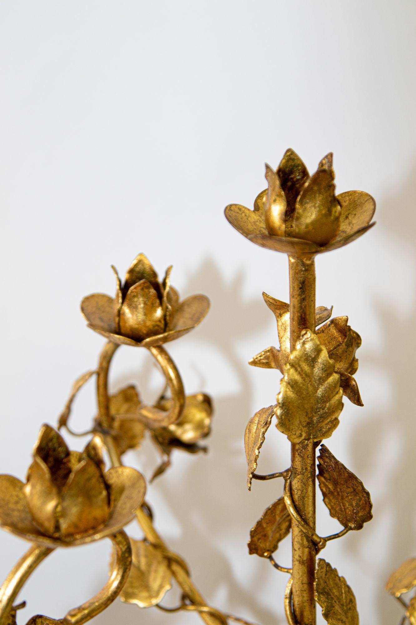 Hollywood Regency Gilt Metal Sheaf of Roses Candelabra by Hans Kögl, 1960s For Sale 4