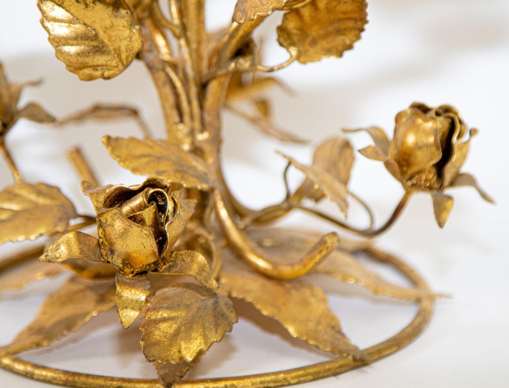 Hollywood Regency Gilt Metal Sheaf of Roses Candelabra by Hans Kögl, 1960s 6