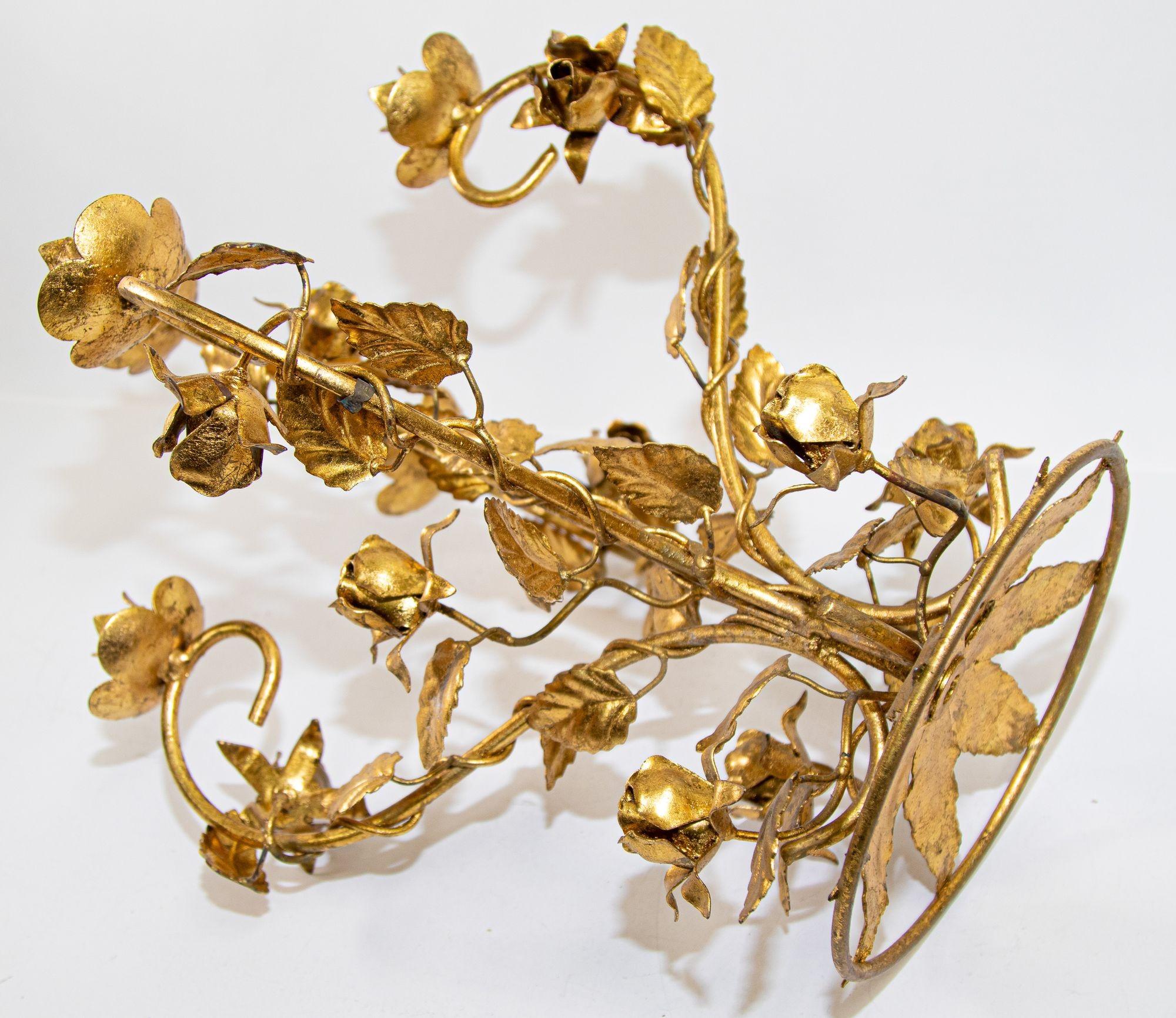 Hollywood Regency Gilt Metal Sheaf of Roses Candelabra by Hans Kögl, 1960s 11