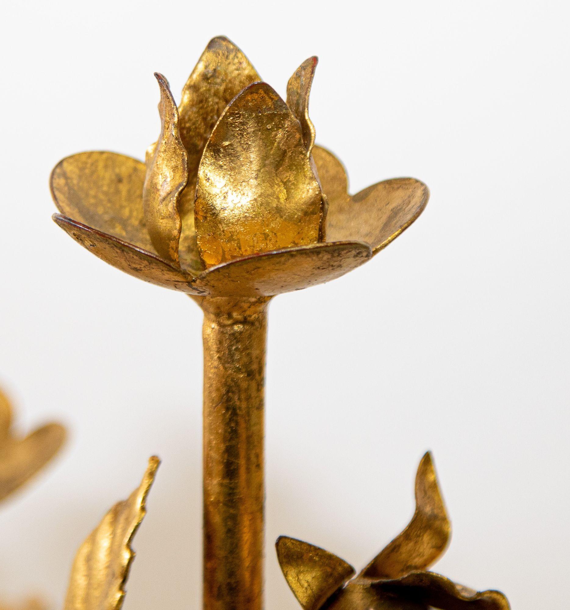 Hollywood Regency Gilt Metal Sheaf of Roses Candelabra by Hans Kögl, 1960s For Sale 1