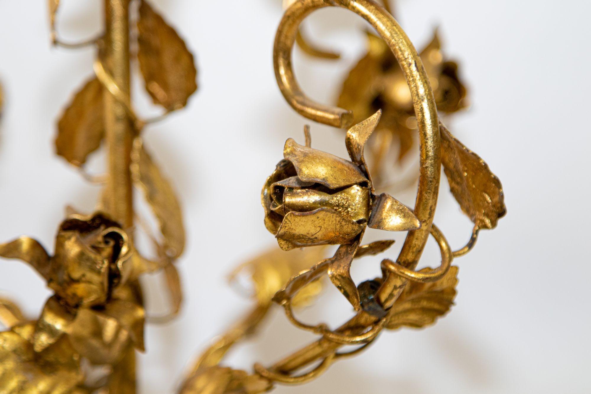 Hollywood Regency Gilt Metal Sheaf of Roses Candelabra by Hans Kögl, 1960s 3