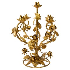 Antique Hollywood Regency Gilt Metal Sheaf of Roses Candelabra by Hans Kögl, 1960s