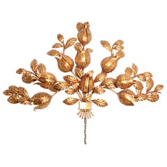 Antique Hollywood Regency Gilt Metal Wall Sconce, by S. Salvadori, Italy, 1950s