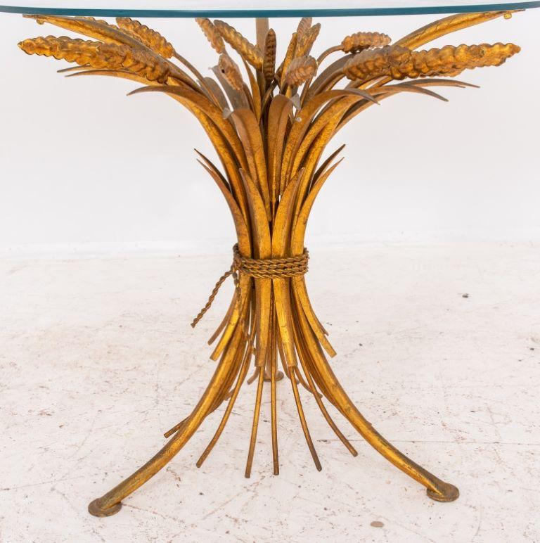 Hollywood Regency Gilt Metal Wheat Side Table In Good Condition For Sale In New York, NY