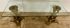 Hollywood Regency Gilt Ormolu and Glass Top Coffee Table