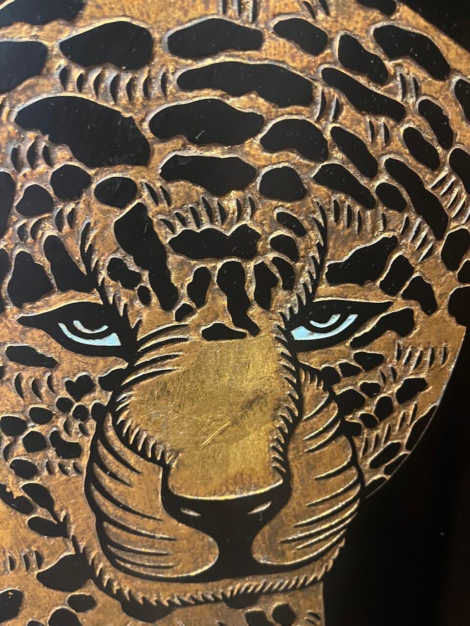 20th Century Hollywood Regency Gilt Palm and Cheetahs Folding Screen For Sale