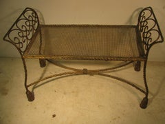 Hollywood Regency Gilt Rope and Tassel Vanity Seat Window Bench