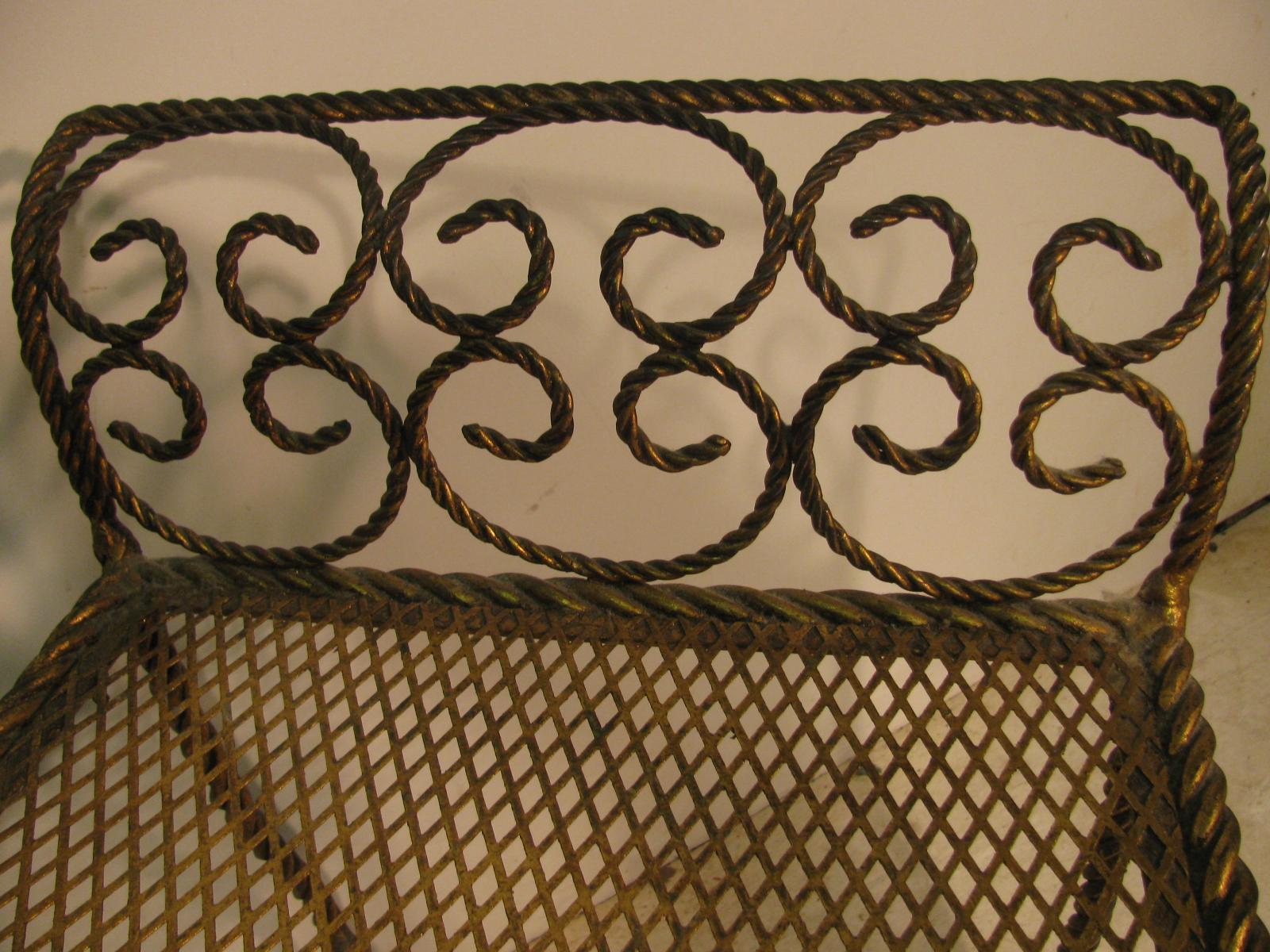 Hollywood Regency Vergoldetes Seil und Quaste Eitelkeit Sitz Fensterbank (Mitte des 20. Jahrhunderts) im Angebot