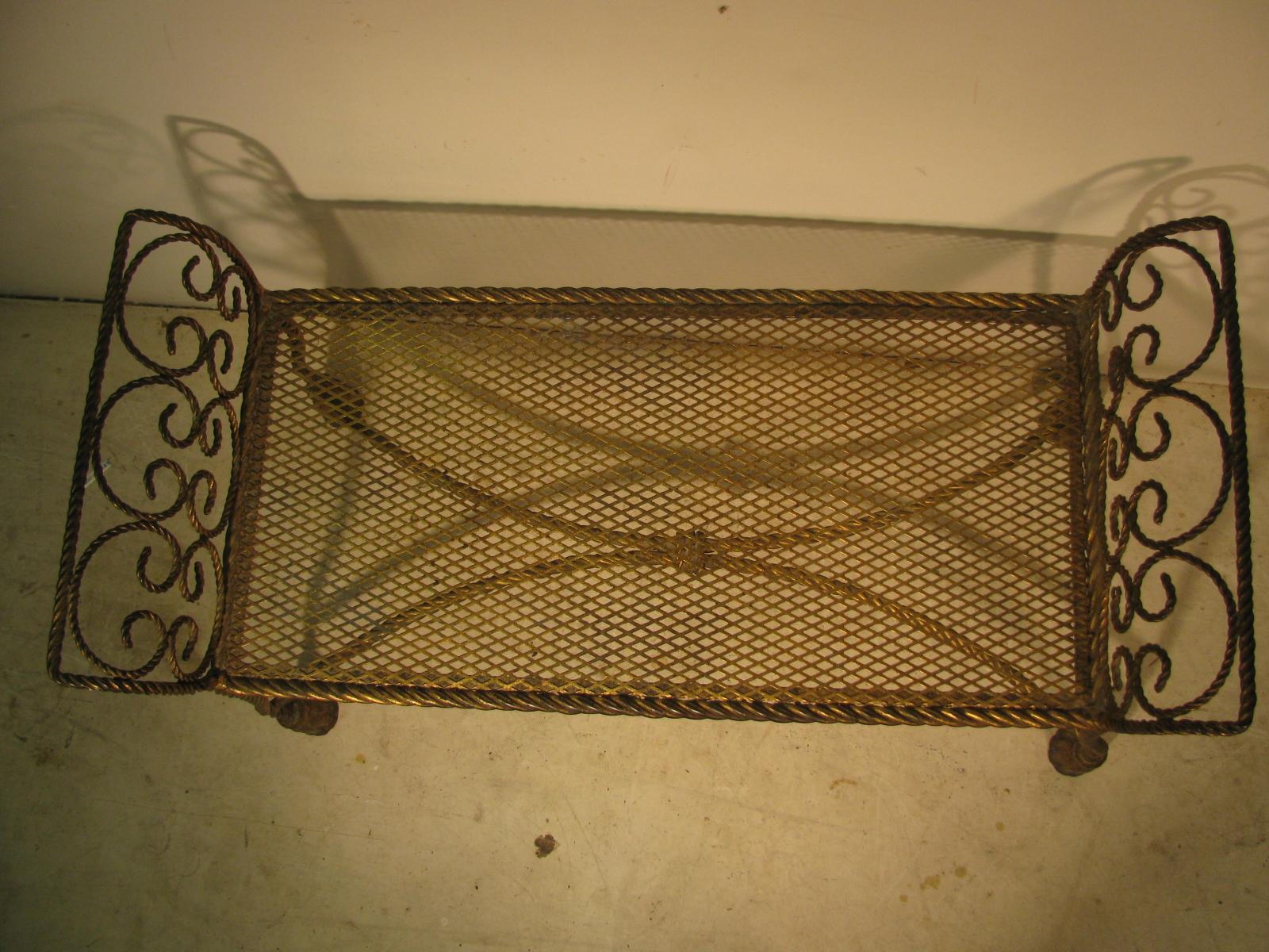 Iron Hollywood Regency Gilt Rope and Tassel Vanity Seat Window Bench For Sale