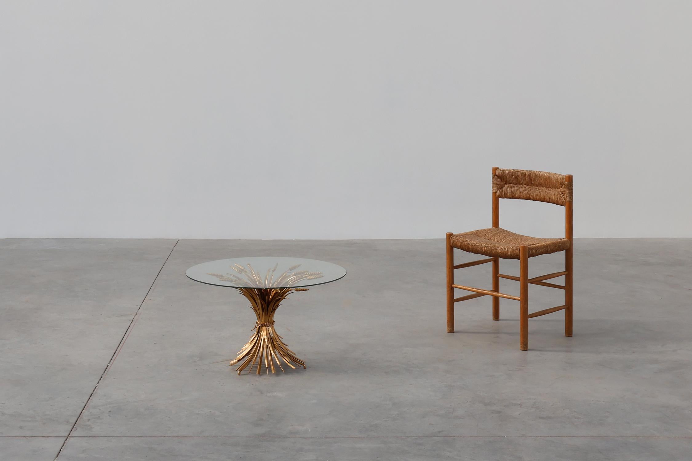 Gilt Hollywood regency gilt sheaf of wheat side table “coco chanel”, Italy 1960s For Sale