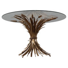 Hollywood regency gilt sheaf of wheat side table “coco chanel”, Italy 1960s