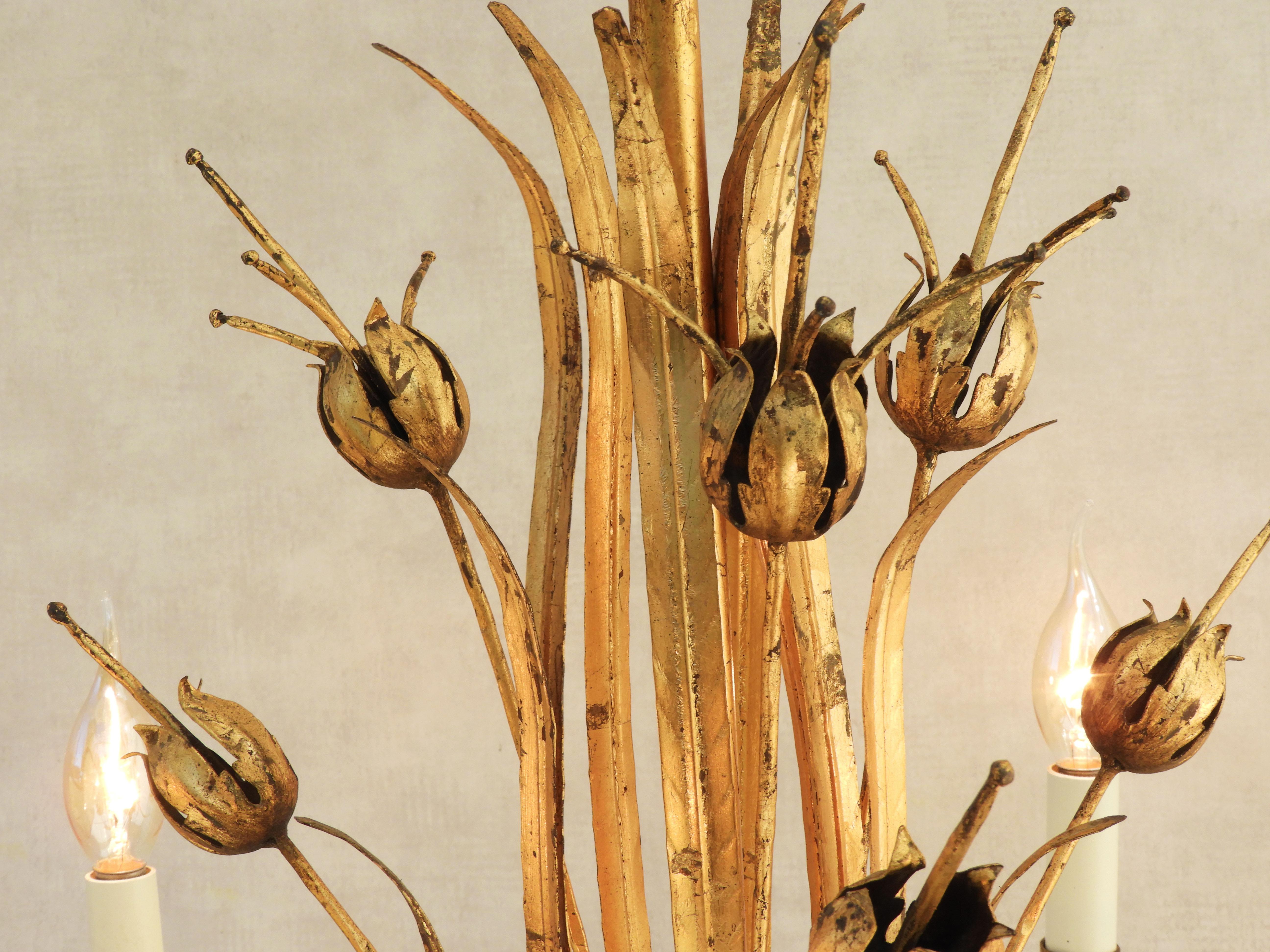 Hollywood Regency Gilt Tôle Chandelier C1950s Spain FREE SHIPPING at