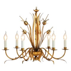 Vintage Hollywood Regency Gilt Tôle Chandelier C1950s Spain FREE SHIPPING