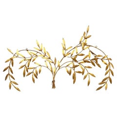 Hollywood Regency Gilt Tole Metal Gold Sheaf of Wheat Wall Hanging - Italy