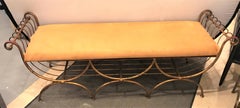 Hollywood Regency Gilt Triple X-Form Metal Window Bench or Footstool